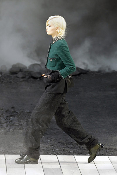 Paris Fashion Week: A model shows a creation from designer Karl Lagerfeld