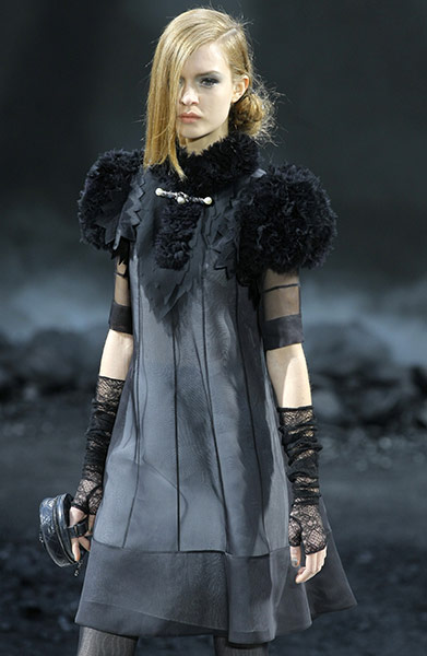 Paris Fashion Week: A model displays a creation by fashion designer Karl Lagerfeld