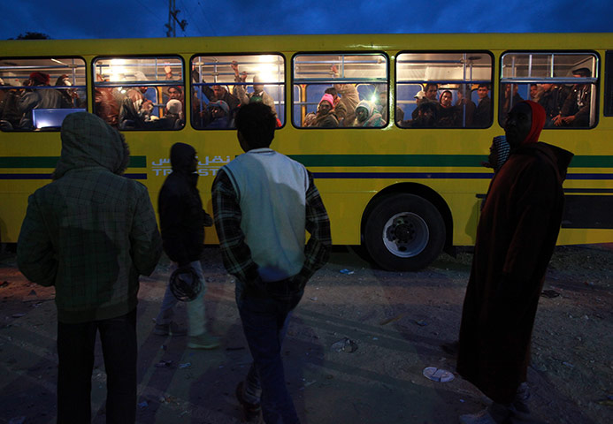 Libya Ras Jdir: A group of migrant workers who fled Libya arrive into the UNHCR camp