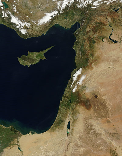 Satellite Eye on Earth: Late winter snows covered the mountains of Lebanon and Turkey