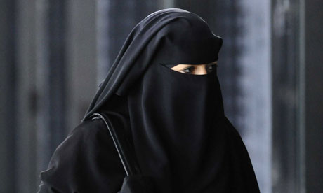 A woman in a burqa