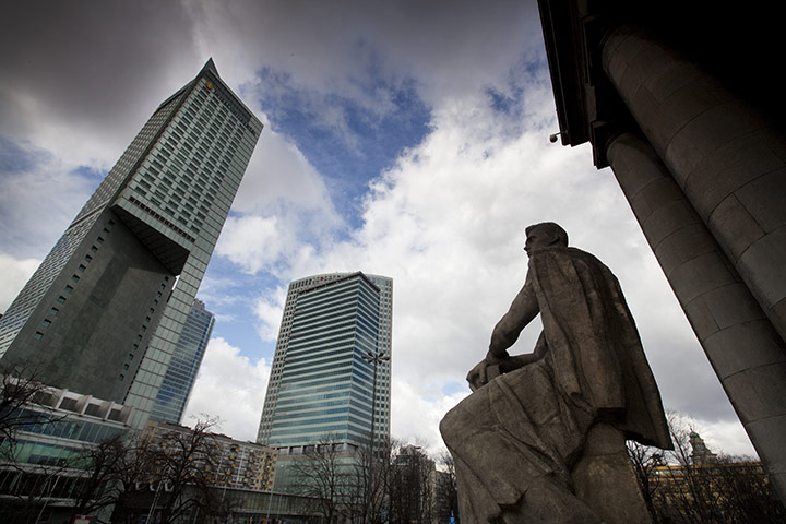 David Levene in Poland: A sculpture outside the Palace of Culture