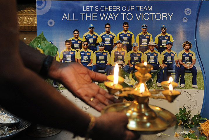 Cricket World Cup Crazy: A Sri Lankan Hindu priest performs a special prayer for the cricket team