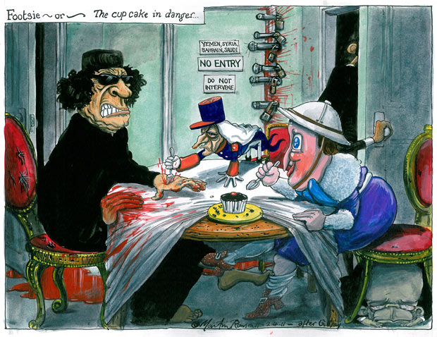 02.04.11: Martin Rowson on diplomacy between the Gaddafi regime and western leaders