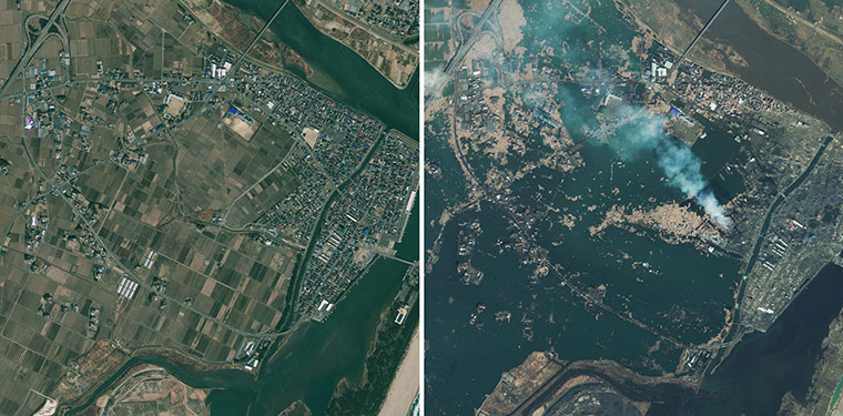 Japan disaster 1 month on: Satellite images of Natori, Miyagi Prefecture, northeastern Japan