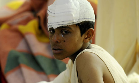 An injured boy 