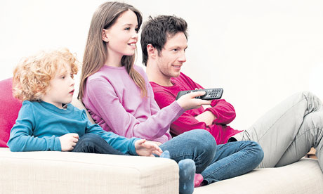 Family watching television