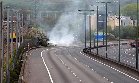 Scrapyard fire near M1