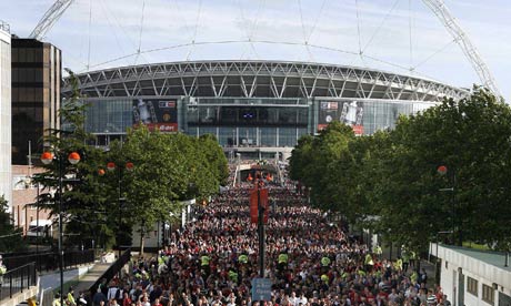 Football fans outside Wembley