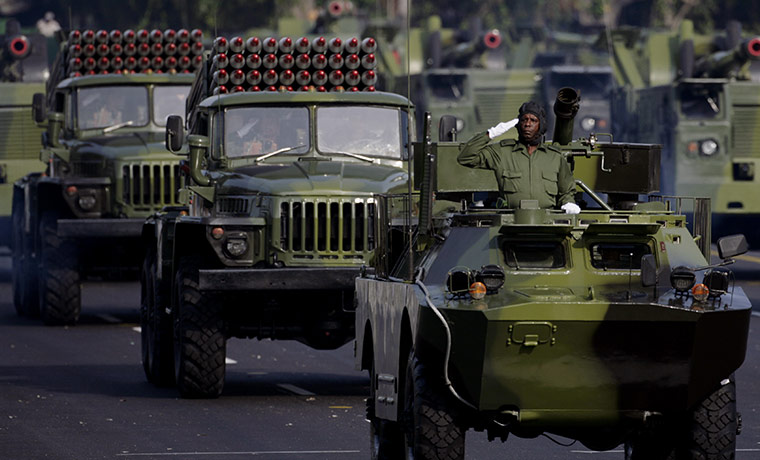 Bay of Pigs anniversary: Cuban military vehicles parade along the Plaza de la Revolucion 