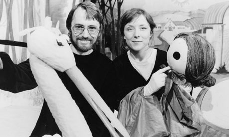 Hannah Kodicek, right, with Rosta Cerny and puppets for the show Once Upon a Time