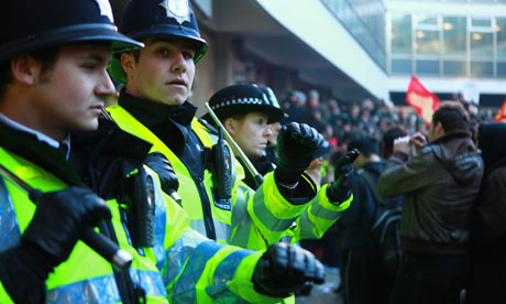 Police during protest