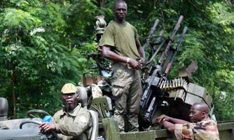 Troops loyal to Ivory Coast's president elect, Alassane Ouattara, in Duekoue city