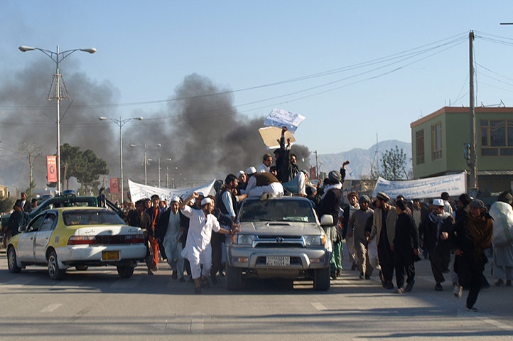 Afghanistan protests: Smoke billows from the UN headquarters a