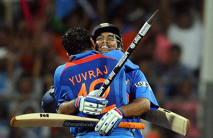 Cricket World Cup: India cricketer Yuvraj Singh and MS Dhoni celebrate winning the World Cup