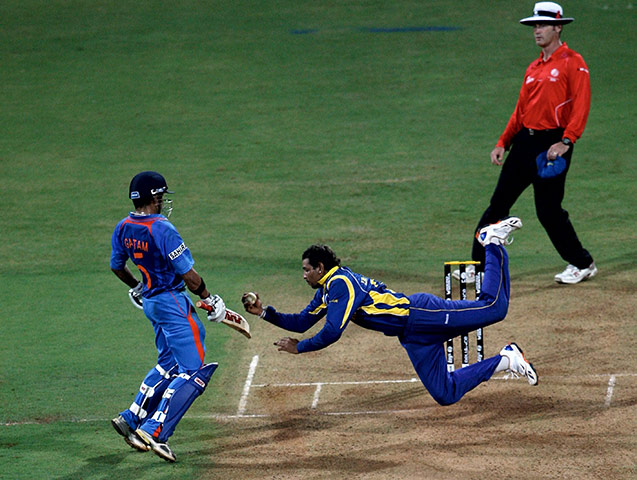 Cricket World Cup: Tillakaratne Dilshan of Sri Lanka dives to take a catch 