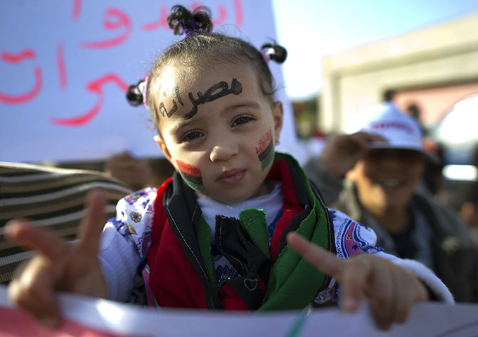 Life in masrata libya: A young girl takes part in a childrens demonstration 