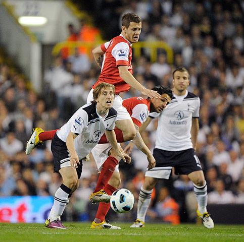 Spurs v Arsenal: Jack Wilshere climbs above Modric and Fabregas