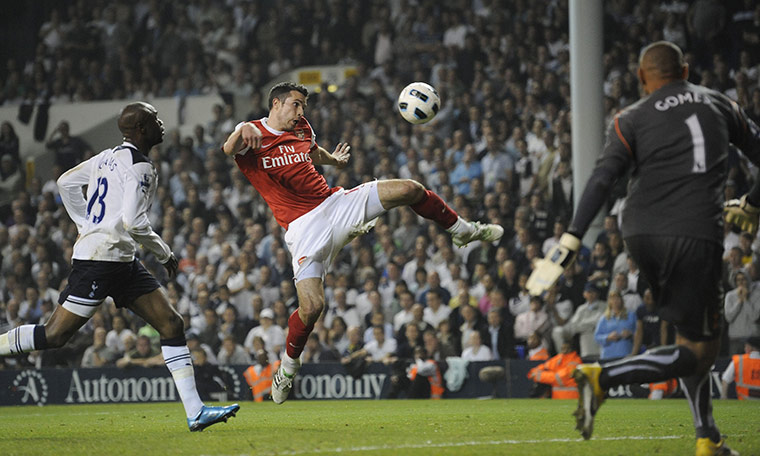 Spurs v Arsenal: Van Persie attempts a volley in the dying minutes of the game