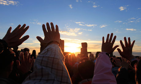 Druids at Stonehenge celebrate the summer solstice