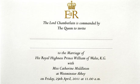 the royal wedding 2011 invitation. Royal wedding invitation