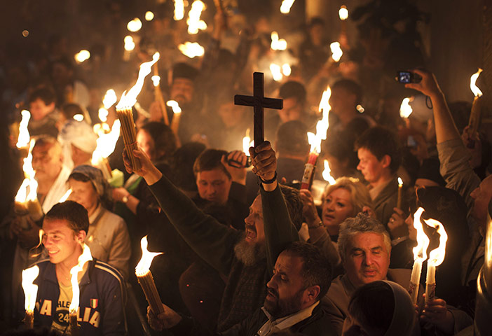 24 hours in pictures: The Holy Fire is lit in Jerusalem
