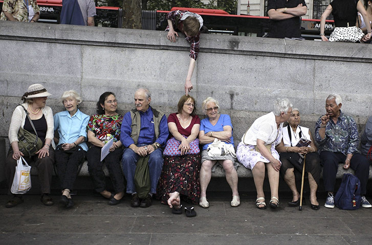 warm bank holiday weather: St George's day event in Trafalgar Square in London 