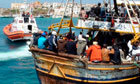 Refugees from Libya in Lampedusa