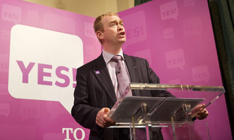 Tim Farron at a Yes to AV conference