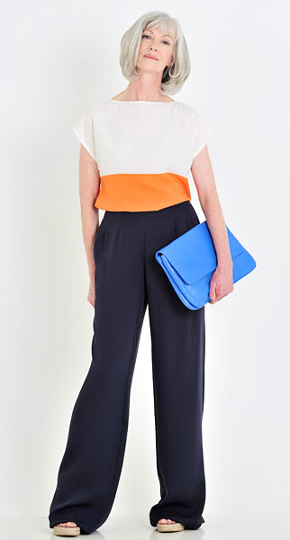 Line-up: Palazzo pants: Colour block top