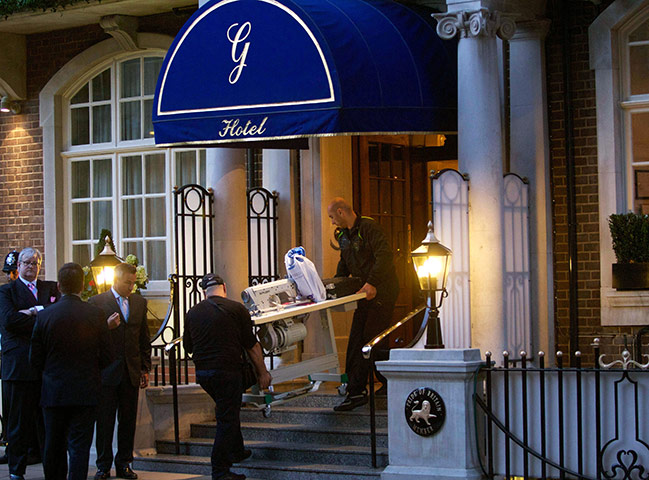 Preparations for wedding: A sewing machine is delivered to the Goring for adjustments to the dress