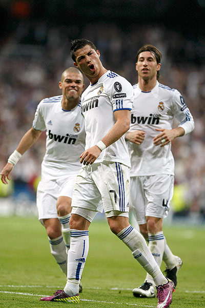 Real Madrid v Tottenham: Ronaldo celebrates after making it 4-0 