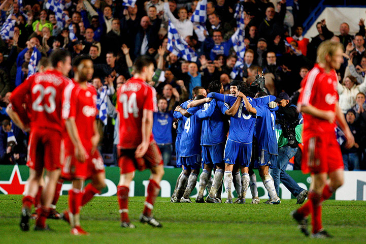 Champions League-English: Chelsea celebrate defeating Liverpool in their Champions League semi-final
