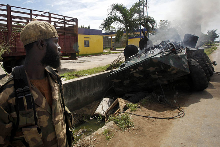 Ivory Coast: 5 April: A soldier loyal to presidential claimant Alassane Ouattara