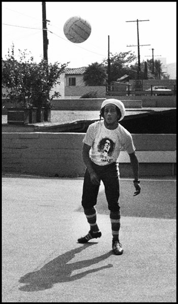 Marley: Bob Marley playing football in West Hollywood, 1975