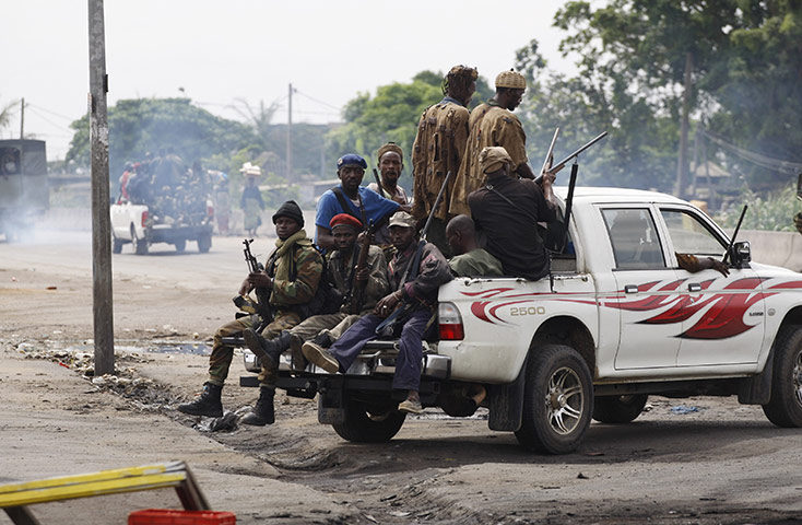 Ivory Coast: 6 April: Soldiers loyal to Alassane Ouattara head off for battle