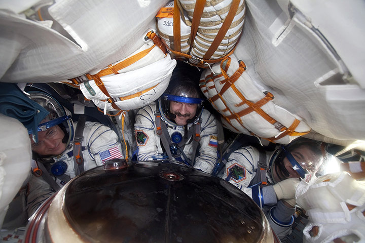 A month in space: Russian Soyuz capsule lands in Kazakhstan