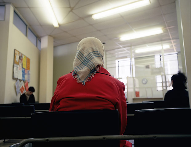 Whitechapel Gallery: Woman in Headscarf, DHSS Waiting Room, 1984 by Paul Graham