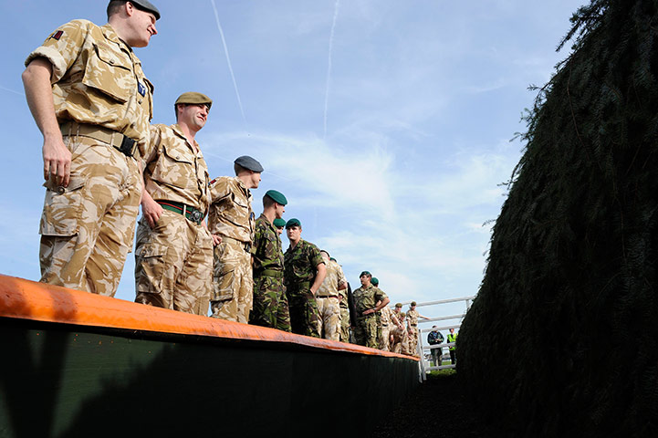 Grand National: Members of the armed forces admire The Chair
