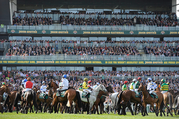 Grand National: Horses prepare for the start
