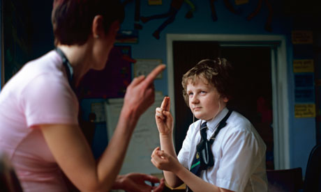 Deaf pupil and teacher 007 Deaf pupils will bear the brunt of education cuts | Cathy Heffernan