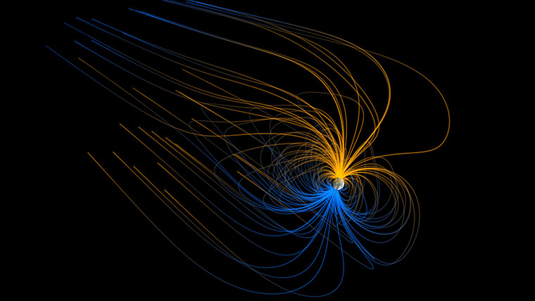 Month in Space : visualization of the magnetic field around Earth   the magnetosphere