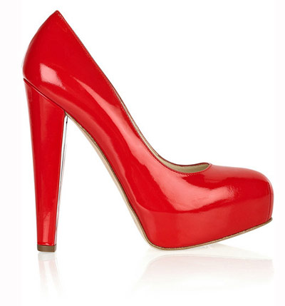 High heels: Brian Atwood red platform shoe