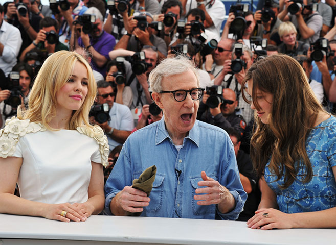 Cannes 2011: day one: Cannes 2011: Woody Allen with Rachel McAdams and Lea Seydoux