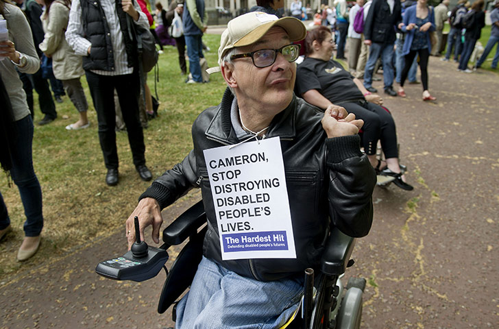 Hardest Hit march: a wheelchair user