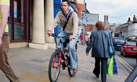 Pavement politics ... a naughty cyclist