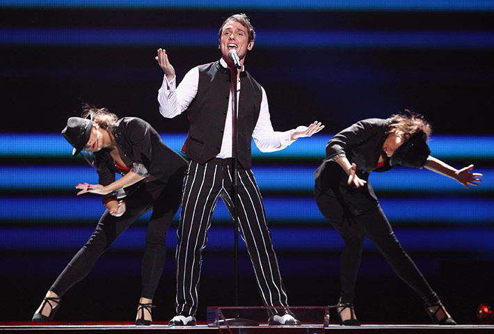 Eurovision Semi Finals: Hotel FM with singer David Bryan of Romania