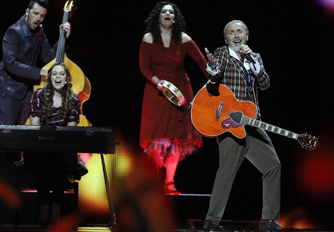 Eurovision Semi Finals: Dino Merlin of Bosnia performs the song 'Love In Rewind'