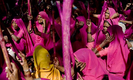 Members of the Gulabi Gang (Pink Gang) t