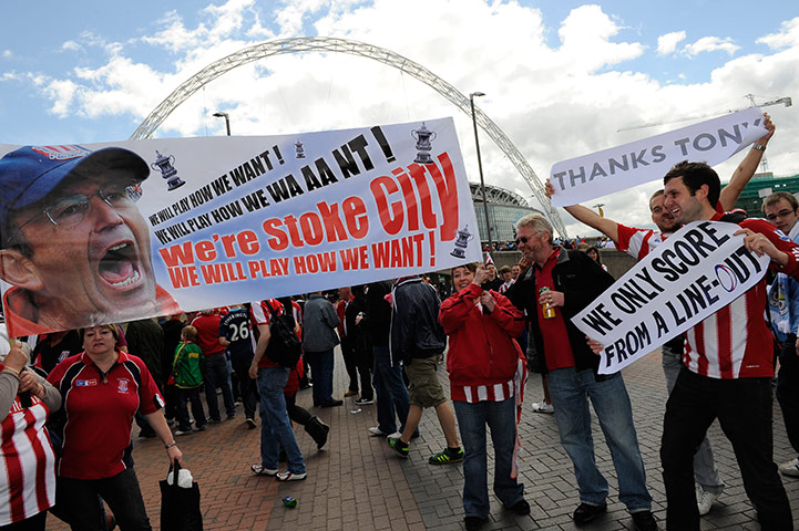 FA Cup Final City v Stoke: Stoke fans make their way up Wembley Way